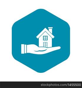 House in hand icon. Simple illustration of house in hand vector icon for web design. House in hand icon, simple style