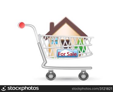 house in shopping cart for design
