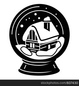 House in snowglobe icon. Simple illustration of house in snowglobe vector icon for web design isolated on white background. House in snowglobe icon, simple style