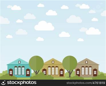 House in the city. Vector illustration