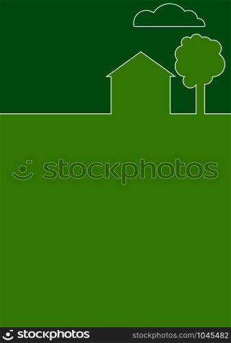 House in the country flat background