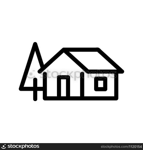 House in the woods icon vector. A thin line sign. Isolated contour symbol illustration. House in the woods icon vector. Isolated contour symbol illustration