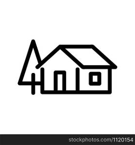 House in the woods icon vector. A thin line sign. Isolated contour symbol illustration. House in the woods icon vector. Isolated contour symbol illustration