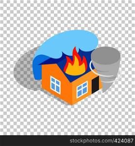 House is on fire isometric icon 3d on a transparent background vector illustration. House is on fire isometric icon