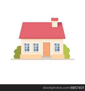 House isolated on white background. House in flat style. Front view modern urban house. Vector stock