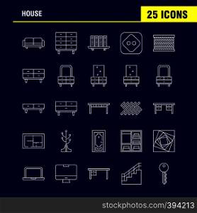House Line Icon for Web, Print and Mobile UX/UI Kit. Such as: Couch, Furniture, Sofa, Interior, Chest, Drawer, Furniture, Keep, Pictogram Pack. - Vector