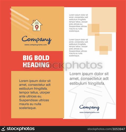 House location Company Brochure Title Page Design. Company profile, annual report, presentations, leaflet Vector Background
