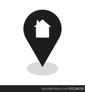 House location icon. Real estate pinpoint. Drop shadow map pointer symbol. Vector illustration. EPS 10. Stock image.. House location icon. Real estate pinpoint. Drop shadow map pointer symbol. Vector illustration. EPS 10.