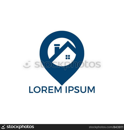 House locator vector logo design. House Pin map symbol vector design. Real estate pinpoint symbol.