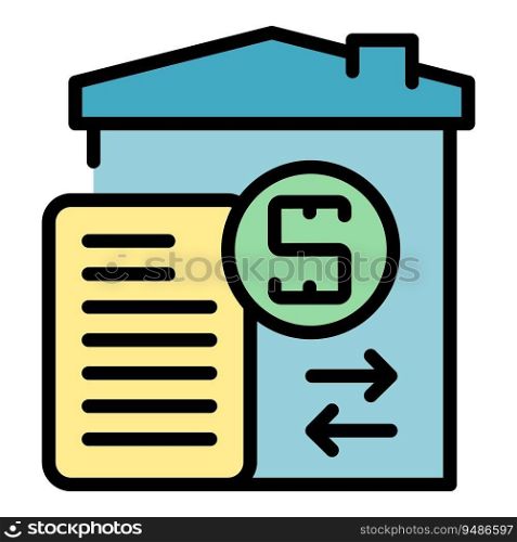 House material tax icon outline vector. Loan payment. Collateral marketing color flat. House material tax icon vector flat