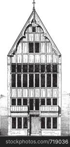 House Mechelen, vintage engraved illustration. Industrial encyclopedia E.-O. Lami - 1875.