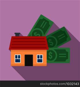 House money mortgage icon. Flat illustration of house money mortgage vector icon for web design. House money mortgage icon, flat style