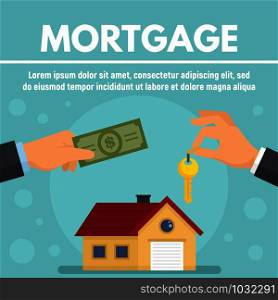 House mortgage concept banner. Flat illustration of house mortgage vector concept banner for web design. House mortgage concept banner, flat style