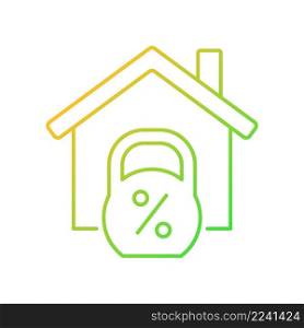 House mortgage gradient linear vector icon. Bank loan for buying home. Property sale. Real estate ownership. Thin line color symbol. Modern style pictogram. Vector isolated outline drawing. House mortgage gradient linear vector icon