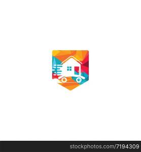 House moving company logo design. Home logo with moving symbols.