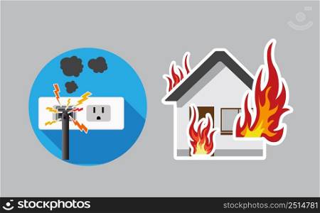 House On Fire, Power plug is full, Short circuit, safety first
