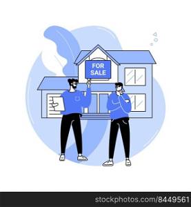 House on sale isolated cartoon vector illustrations. Man selling property, get profit from real estate, small business, post ads, house flipping industry, apartment purchase vector cartoon.. House on sale isolated cartoon vector illustrations.