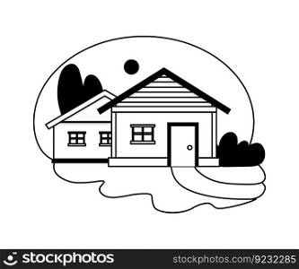 House outdoor concept in line art style