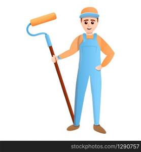 House painter guy with tool icon. Cartoon of house painter guy with tool vector icon for web design isolated on white background. House painter guy with tool icon, cartoon style