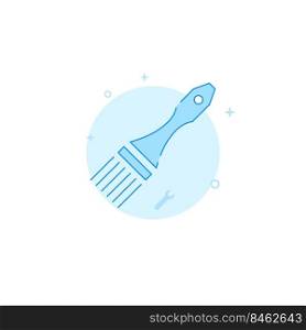 House painting brush vector icon. Flat illustration. Filled line style. Blue monochrome design.. House painting brush flat vector icon. Filled line style. Blue monochrome design.