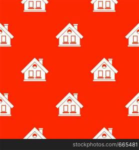 House pattern repeat seamless in orange color for any design. Vector geometric illustration. House pattern seamless