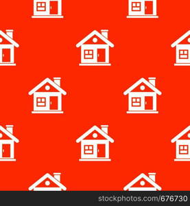 House pattern repeat seamless in orange color for any design. Vector geometric illustration. House pattern seamless