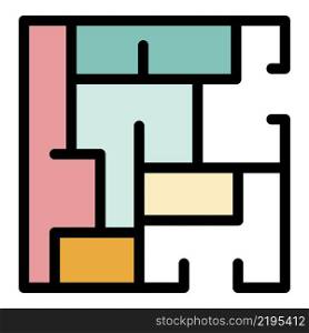 House plan icon. Outline house plan vector icon color flat isolated. House plan icon color outline vector