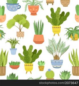 House plant pattern. Interior plants background, abstract scandinavian potted flowers. Succulent and cacti, urban jungle exact vector seamless texture. Illustration home plant, pattern houseplant. House plant pattern. Interior plants background, abstract scandinavian potted flowers. Succulent and cacti, urban jungle exact vector seamless texture
