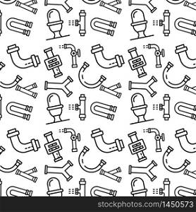 House plumbing pattern. Outline illustration of house plumbing vector pattern for web design. House plumbing pattern, outline style