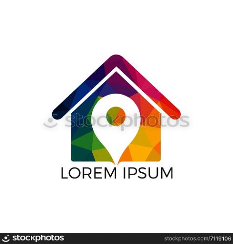 House Point Logo Design. House Locate Pin Logo Design.