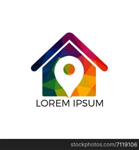 House Point Logo Design. House Locate Pin Logo Design.