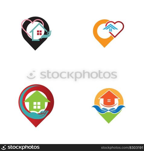 House point logo vector, Pin icon with home combination