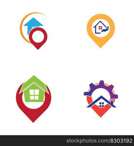 House point logo vector, Pin icon with home combination