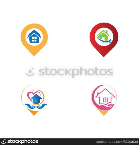 House point logo vector, Pin icon with home combination