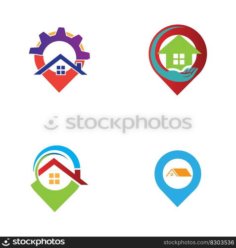 House point logo vector, Pin icon with home combination