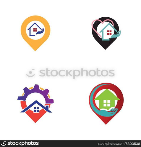 House point logo vector, Pin icon with home combination