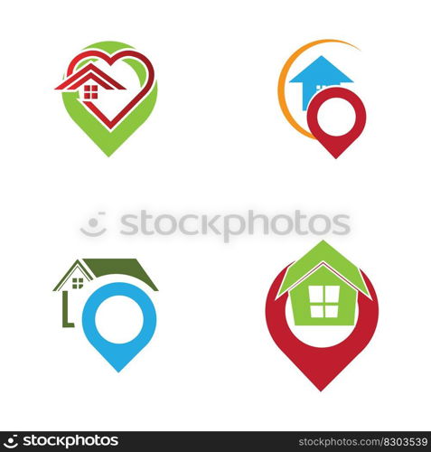 House point logo vector, Pin icon with home combination