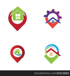 House point logo vector, Pin icon with home combination