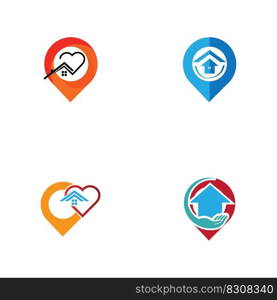 House point logo vector, Pin icon with home combination