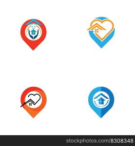 House point logo vector, Pin icon with home combination