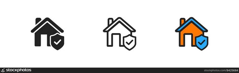House protect icon. House behind shield. Insurance of estate. Real estate symbol. Protect, security of home. Flat design. Vector illustration. House protect icon. House behind shield. Insurance of estate. Real estate symbol. Protect, security of home. Flat design. Vector illustration. 