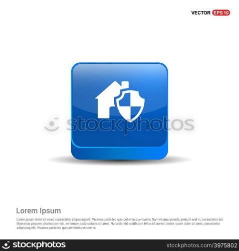 House protection icon - 3d Blue Button.