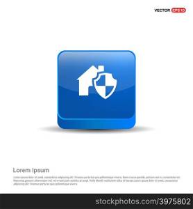 House protection icon - 3d Blue Button.