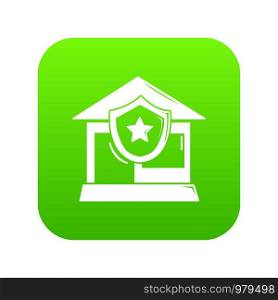 House protection icon green vector isolated on white background. House protection icon green vector