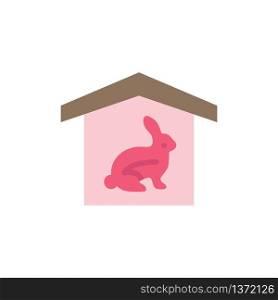 House, Rabbit, Easter, Nature Flat Color Icon. Vector icon banner Template