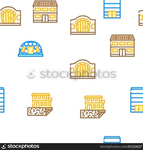House Real Estate Vector Seamless Pattern Color Line Illustration. House Real Estate Vector Seamless Pattern