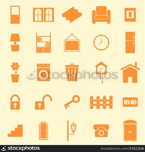 House related color icons on orange background, stock vector
