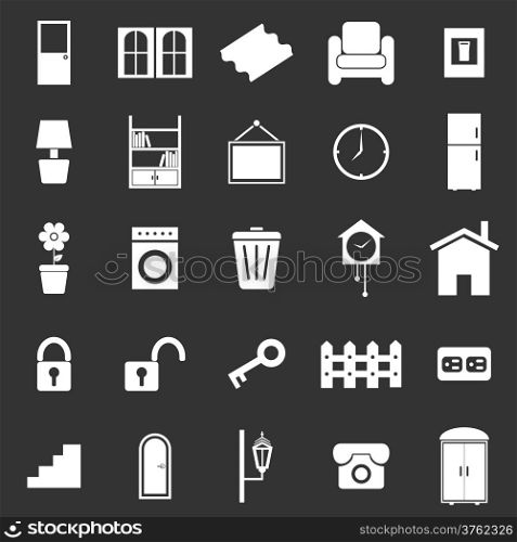 House related icons on black background, stock vector