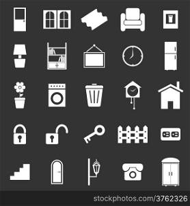House related icons on black background, stock vector