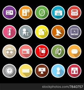 House related icons with long shadow, stock vector